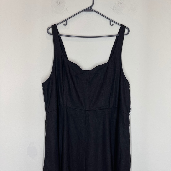 Old Navy Dress Women's XXL Babydoll Linen Blend Sleeveless Midi Pockets Black - Picture 2 of 14